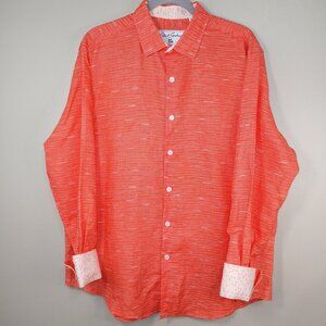 ROBERT GRAHAM MENS DANIEL LONG SLEEVE WOVEN BUTTON DOWN XL CORAL FLIP CUFF